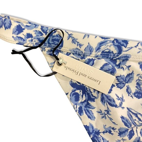 Lovers + Friends TAKE ME AWAY BOTTOM Blue Floral print Bikini separate Revolve M - Picture 7 of 9